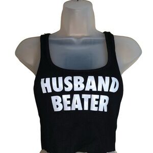 Husband Beater funny tank top Black with white font